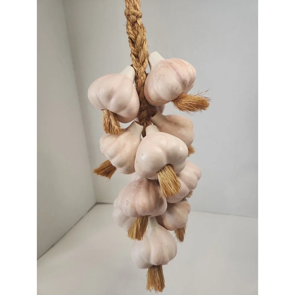 Vtg 1980s Ceramic Garlic Braid Hanging Wall Decor Large 17.5